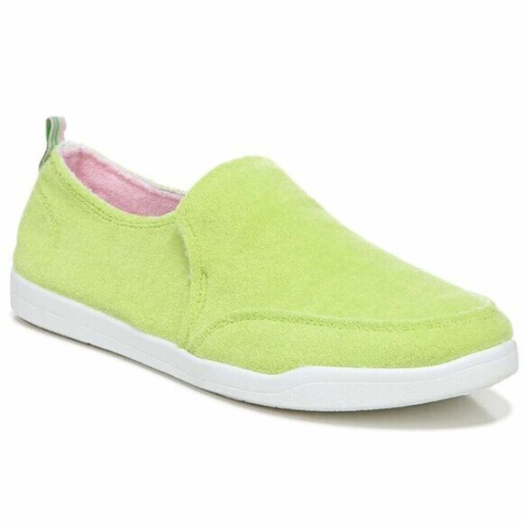 Vionic Beach 'Malibu' Slip On Shoes in Lime Green Terry Cloth Size